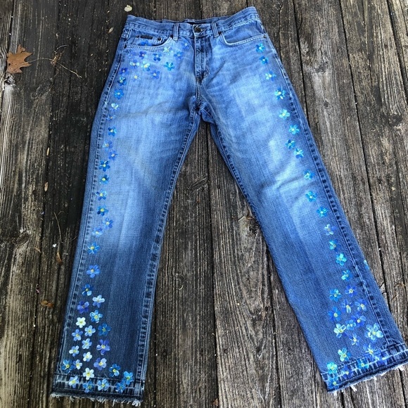 Calvin Klein Highwaisted Handpainted Jeans - Picture 7 of 13